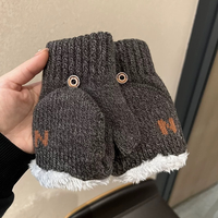 Gants thermiques d'hiver pour hommes, doublés polaire, en plumes de poulet épaissies, demi-doigts avec rabat, sans doigts, mi-longueur, à bout ouvert