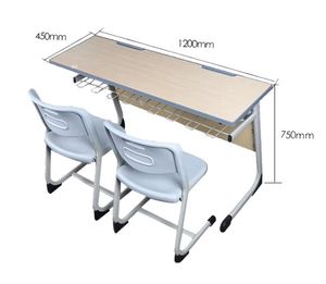 Ensemble de bureau et chaise double pour étudiants, moderne, réglable, en métal, pour salle de classe primaire et salon - Product Image 3