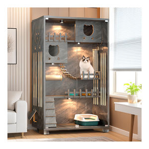 Yüksek kaliteli çok katmanlı lüks masif ağaç kedi evi çevre dostu nefes evcil hayvan taşıyıcı küçük hayvanlar yükseltilmiş kedi kafes Villa - Product Image 1