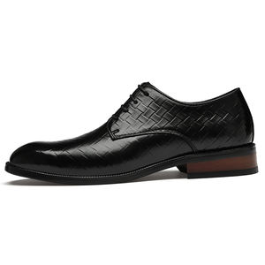 Vestido Derby para hombre, uniforme <span class=keywords><strong>Oxford</strong></span>, zapatos bajos con cordones en relieve, color de toallita de cuero de vaca genuino, puntiagudos, transpirables de negocios - Product Image 3