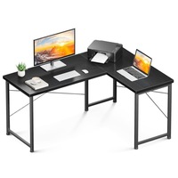 Bureau d'ordinateur d'angle interchangeable gauche et droit pour deux personnes avec support de moniteur pour bureau à domicile.