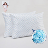 Oreiller en mousse à mémoire déchiquetée bleue Ice Cooling pour dormir Oreiller en gel de lit de refroidissement hypoallergénique