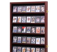 Vitrine murale noire verrouillable pour cartes de sport, 35 emplacements, en bois massif, avec porte en acrylique
