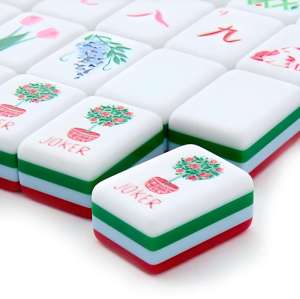 Juego de <span class=keywords><strong>Mahjong</strong></span> Americano para Fiestas con Patrones Festivos Rojos, Diseños de Mascotas Adorables, Contraste de Color Rojo y Verde - Product Image 2