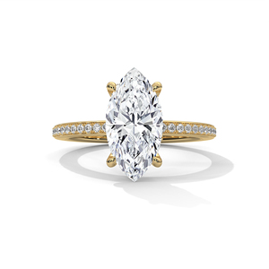 Bague romantique pour femme en or jaune 14 carats, diamant clair taille marquise, idéale pour fiançailles, mariage ou anniversaire - Product Image 1