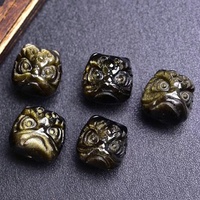 Gravure en cristal de quartz naturel, obsidienne d'or, main de Lion dansant pour la fabrication de collier pendentif