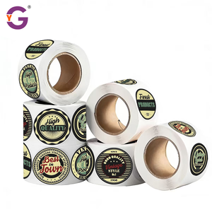 Étiquettes rondes personnalisées, autocollants en vinyle adhésifs, autocollants de logo pour l'emballage et les bouteilles, étiquettes personnalisées imperméables, <span class=keywords><strong>impression</strong></span> d'autocollants - Product Image 1