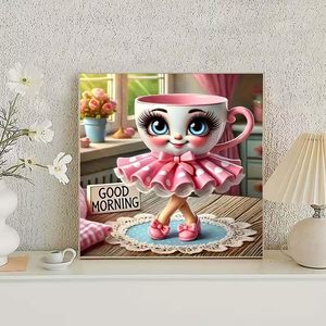 Kits de peinture au diamant SONGWOOART Coffee Cup Dancer pour adultes, pour la décoration murale de la maison, peinture au diamant personnalisée - Product Image 1