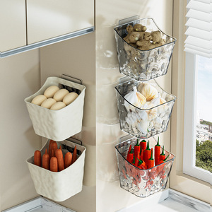 GREENSIDE Nouveau panier de rangement à ventouse pour oignon vert, gingembre et <span class=keywords><strong>ail</strong></span>, cuisine, fixation murale sans perçage, petit format suspendu - Product Image 2