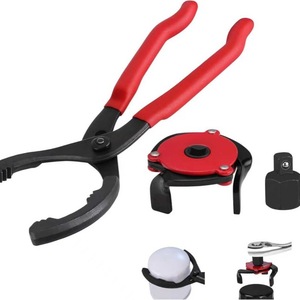 Clé à filtre à huile de type pince de 10 et 12 pouces, outil de réparation automobile en acier à haute teneur en carbone, finition noire - Product Image 1
