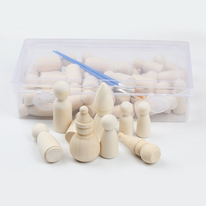 Figurines en bois à décorer, couleur bois brut, kit de bricolage pour cadeaux de la fête des enfants - Product Image 3