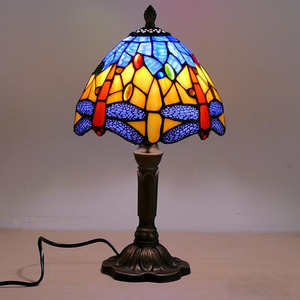 Lampe de bureau Tiffany en verre coloré de 12 pouces, style moderne, or luxueux, libellule vintage, pour la maison ou le bureau - Product Image 4
