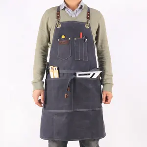 CHANGRONG Custom Best Vintage Men Waterproof Waxed Canvas Leather Carpenter Work Tool Apron