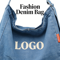 Sac de sport en jean personnalisé style Normcore/Minimaliste, décontracté, bleu, pour filles, étudiantes, avec fermeture éclair, pliable