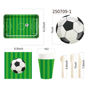 DAMAI 2025 Nuevo Estilo Decoraciones para Fiestas de Fútbol, Juego de Platos de Papel para Fiesta de Cumpleaños, Incluye Plato, Vaso y Servilleta de Papel para Fiesta Deportiva de Niños - Product Image 6