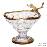 Assiette à fruits de luxe européenne et américaine ornements de table à thé en céramique de cuivre et cristal décorations pour l'ameublement de salon et de maison