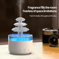 Diffuseur d'huiles essentielles et humidificateur USB avec lumières d'ambiance colorées, machine d'aromathérapie en forme de nuage et de goutte de pluie pour bureau