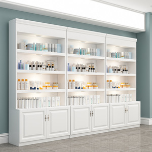 White Cosmetic <b>Display</b> Rack Floor Standing Retail Shelving Cabinet Beauty Store Merchandising <b>Unit</b> - Product Image 4