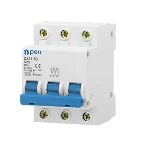 Aberto elétrico DZ47-63 3 poles mcb 32 amp tipo de baixa tensão do disjuntor elétrico miniatura mcb