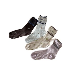 Calcetines Sin Costuras para Mujer, Color Morado Niebla, Gris, Albaricoque Claro, Café, Fibra de Poliéster, Absorbentes de Sudor, a Media Pantorrilla, Primavera Verano - Product Image 4