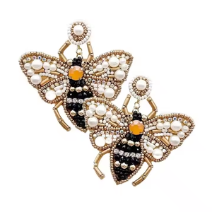Luxury Designer Little Bee Jewelry Set Vintage Insect Shapes Pearl <b>Brooch</b> Earrings <b>Women</b> Fashion Premium Quality Earrings - Product Image 1