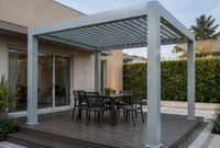 Pérgola Moderna de Alta Gama para Exteriores, Fabricada en Aleación de Aluminio Ecológica, con Techo de Láminas Motorizadas e Impermeables
