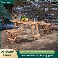 Ensemble table et chaises pliantes d'extérieur en bois massif moderne, léger, une table et quatre tabourets pliables, facile à transporter pour les pique-niques
