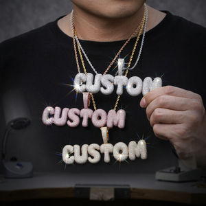 Colgantes de Letras Personalizados con Moissanita Geométrica de 7mm, Corte Brillante, Plata 925, Chapado en Oro de 18K, Estilo Hiphop, Unisex, para Fiesta - Product Image 1