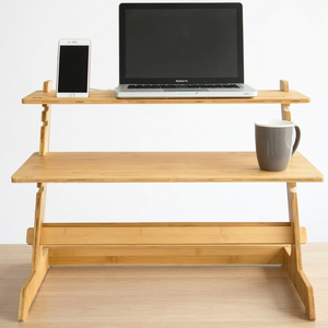 Support d'ordinateur portable ergonomique réglable en bambou, refroidissant, support vertical pour bureau, maison, vente en gros, logo personnalisé, OEM - Product Image 1