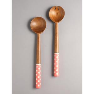 ชุดช้อนสลัดอินเดียทำมือระดับพรีเมียม ด้ามจับไม้บิดเกลียว น้ำหนักเบาและนำกลับมาใช้ใหม่ได้ สำหรับใช้ในครัวและรับประทานอาหารที่บ้าน - Product Image 6