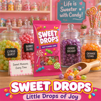 Wrapped Hard Candy Pillow Pouch Mylar Bag Flat Window Tear Notch Food Plastic Packaging Bagsfor Fruit Drops Candies Lollipops