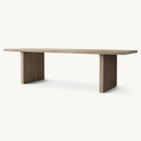 Ensemble de meubles de salle à manger en chêne de luxe moderne, table rectangulaire avec hauteur réglable pour la maison, l'appartement, l'hôtel