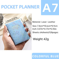 Carnet de planification quotidienne A7 en cuir, 64 feuilles, reliure cousue, organiseur de poche créatif pour le bureau et l'école