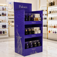 Étagère ondulée multi-niveaux pour parfums de luxe, impression HD, montage rapide et charge stable pour les boutiques de centres commerciaux