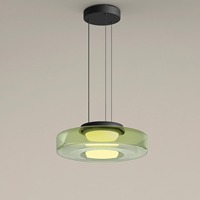 Suspension LED nordique en verre, design superposé ambre, hauteur réglable, taille moyenne, CRI élevé 80, anti-éblouissement, installation facile