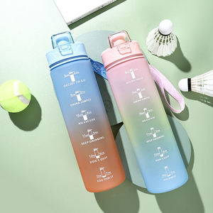 Customize Drinking Gym Sport Motivational Plastic Water Bottle With Time Marker
