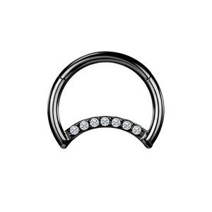 批发 G23 钛金属耳环 Daith Hoop Tragus Moon Helix 环形耳环，带透明方晶锆石，婚礼首饰，铰接式分段环形耳环 - Product Image 4