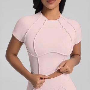 Ensemble de 3 pièces de vêtements de sport pour le yoga et la remise en forme, haut de sport, <span class=keywords><strong>t</strong></span>-shirt, leggings, dernière collection 2026 - Product Image 6
