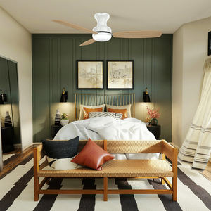 Ventilador de techo inteligente de madera de montaje empotrado de 44 pulgadas con luz y control remoto - Product Image 2