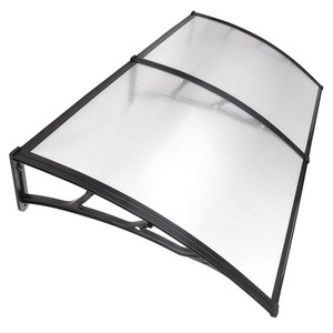 Toldo de puerta de <span class=keywords><strong>policarbonato</strong></span> para exterior, toldo para puerta de ventana, toldo marrón con soporte negro, toldo de plástico y aluminio de PVC - Product Image 2