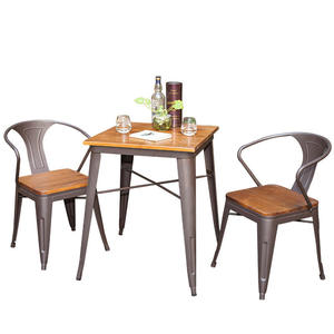 Chaises de salle à manger d'extérieur décontractées de style européen avec accoudoirs en acier, design rétro, résistantes à l'eau, durables, adaptées aux bars - Product Image 4