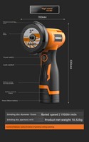 Mini-meuleuse d'angle sans fil 18V, petite machine de découpe et de meulage portative pour usage domestique, qualité DIY, électrique au lithium