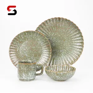 Giá Tốt Thiết Kế Mới Trung Quốc Nhà Máy Gốm Dinning Ware,16 Cái Đồ Đá Nổi Dinner Set Cho Nhà Hàng