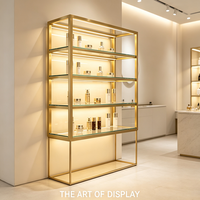 Vitrine de présentation cosmétique moderne sur mesure avec éclairage LED, présentoir à parfums en verre, étagère de vente au détail écologique pour salon de beauté