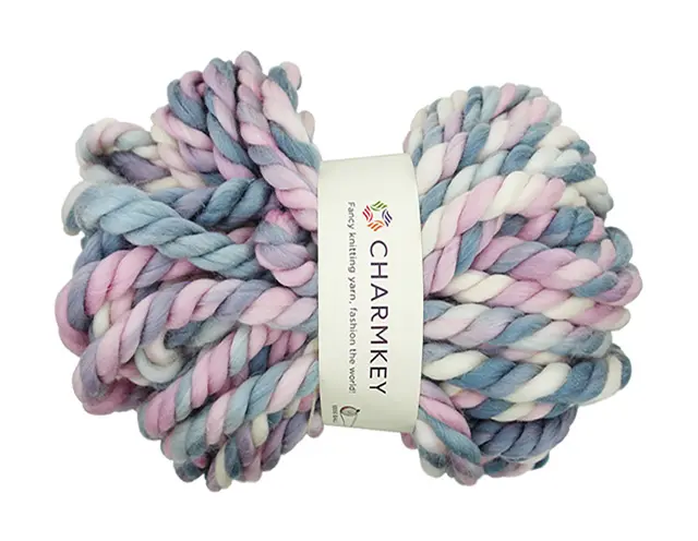 Charmkey high quality mixed color dyed jumbo yarn acrylic wool blended yarn bulk roving yarn