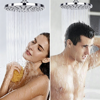 Pommeau de douche à effet pluie chromé ABS de 8 pouces avec buses autonettoyantes, rotule en laiton et filtre pour salles de bain à basse pression