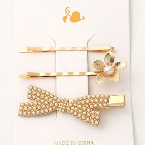 Korean Style Alloy Hair <b>Clips</b> With Pearl <b>Bow</b> And Flower Design Side <b>Clip</b> For Daily Use Made In China - Product Image 4
