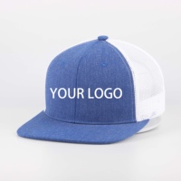 Personnalisé de haute qualité 6 panneau coton à bord plat noir 3d Logo et petit logo vierge 112 casquettes de camionneur chapeaux