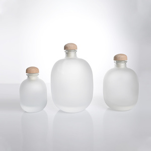 100ml 250ml 500ml Bouteille en verre dépoli transparent sphérique pour vodka <span class=keywords><strong>Gin</strong></span> Whisky avec liège en bois de <span class=keywords><strong>champignon</strong></span> - Product Image 2