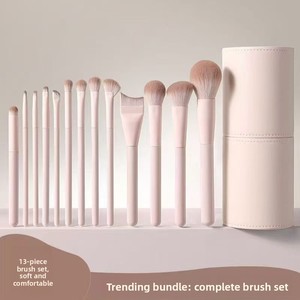 13pcs Vegan Makeup Brush Set Synthetic Hair Plastic Handle Fan <b>Eye</b> Face Private Label Professional Cosmetic Brush Kit - Product Image 4